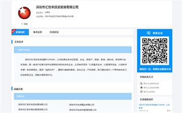 自贡黑羽网络网页制作案例-广东汇恒丰投资有限公司